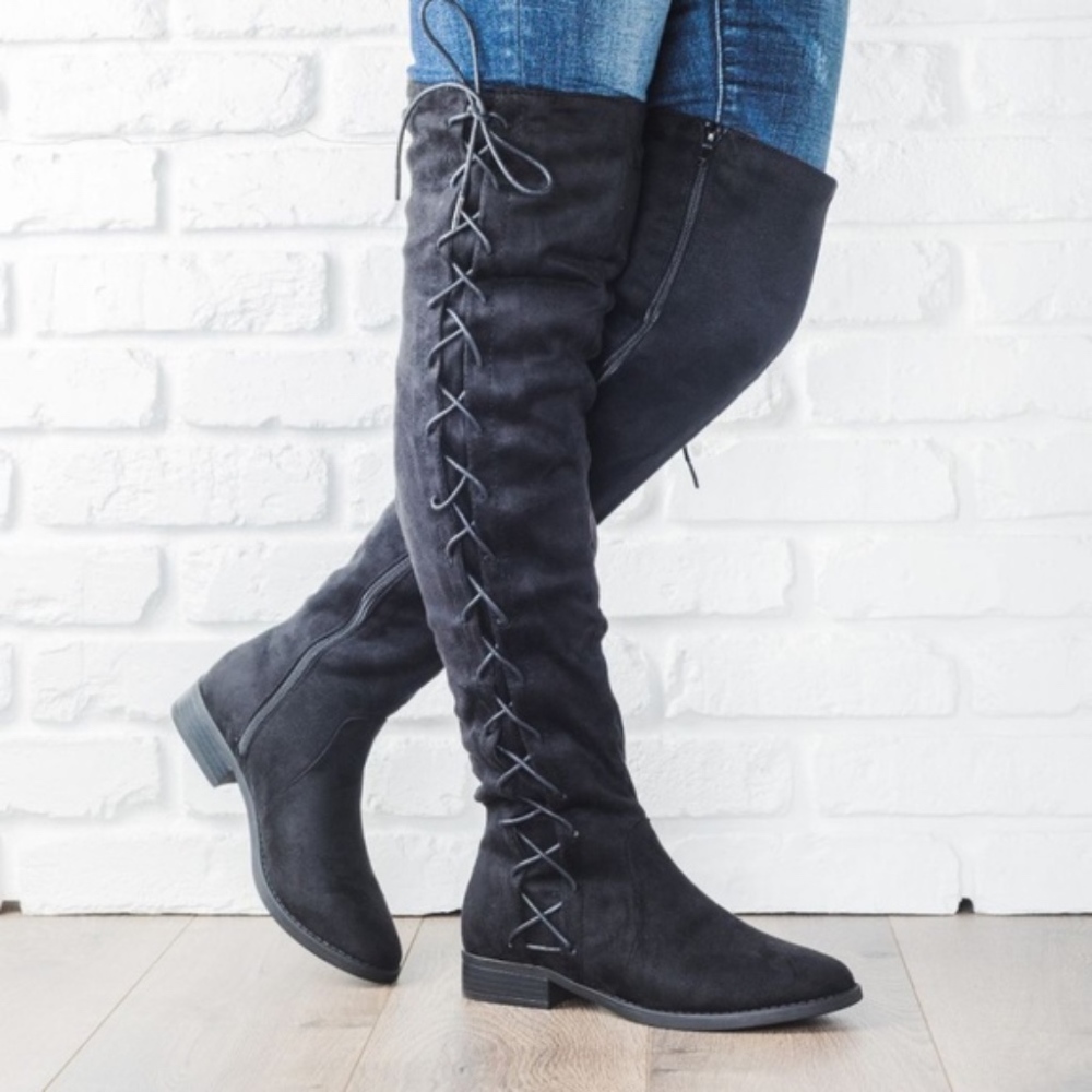 TRINIE Lace up Boots - BLACK - Picture 1 of 3
